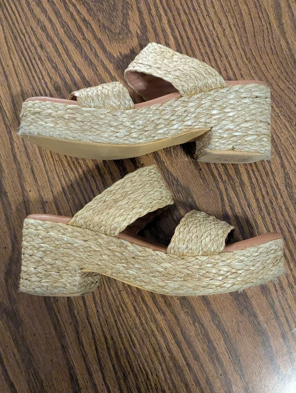 Woven Double-Band Platform Slide Sandals Size 7
